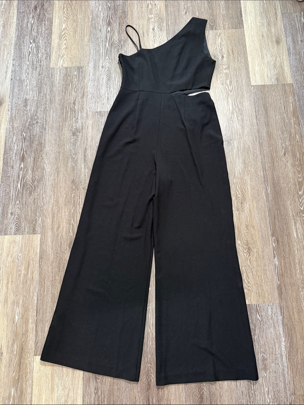 NWT Women's Nicole Miller Black Asymmetrical Cutout Jumpsuit 12